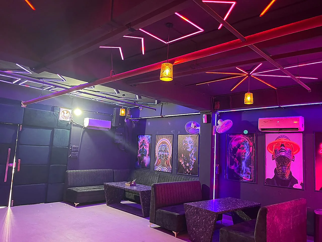 Club Clyrova neon rooftop lounge near WTP Jaipur
